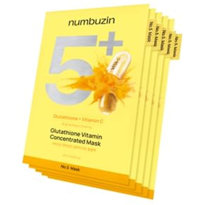 numbuzin - No.5+ Glutathione Vitamin Concentrated Mask Set 5 sheets 2025 Version - 27ml x 5 sheets