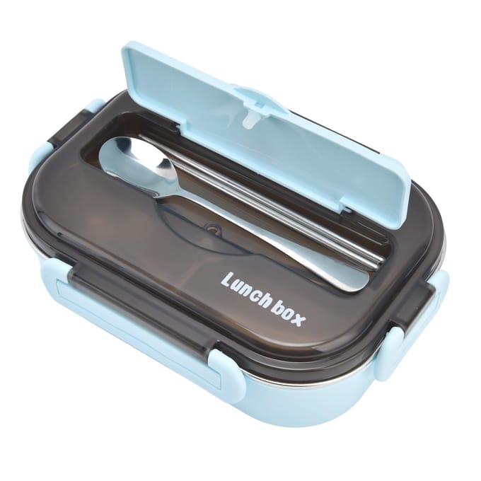 1L Bento Box 304 Roestvrij Staal Compartiment Lekdicht Draagbaar Thermische Lunchbox met Eetstokjes L white
