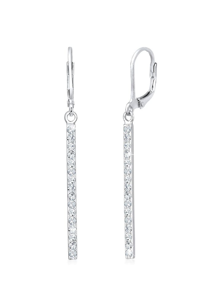 Elli Oorbellen Geo Bar Sparkling Kristallen 925 Zilver
