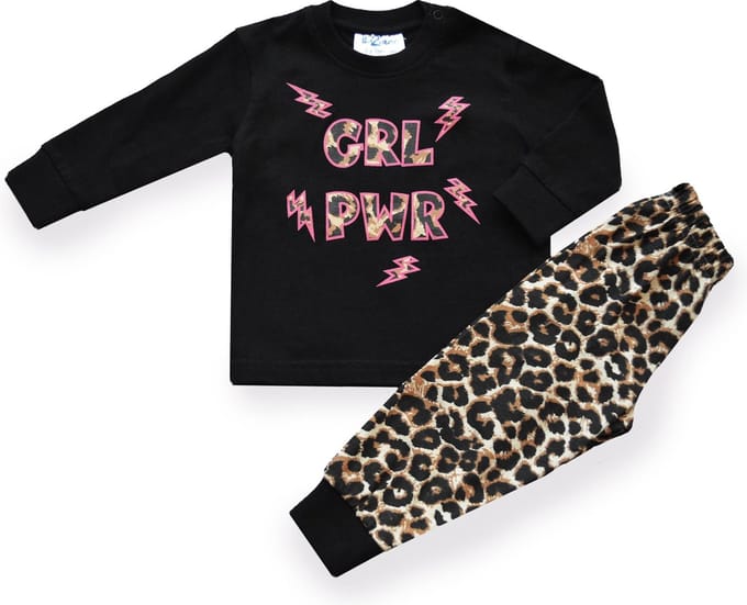 Fun2Wear - Pyjama Girl Power - Zwart - Maat 98 -