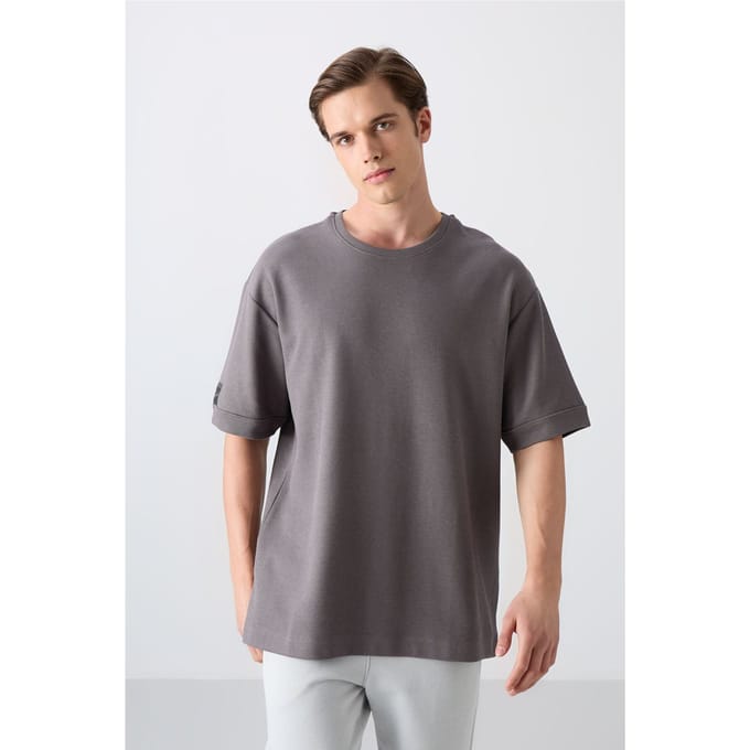 Heren Oversized Crew Neck T-Shirt Met Patch