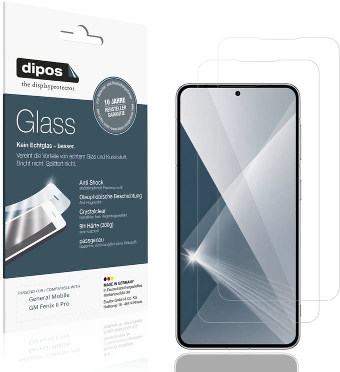 dipos – 2x Pantserfolie geschikt voor General Mobile GM Fenix II Pro | 9H Screenprotector