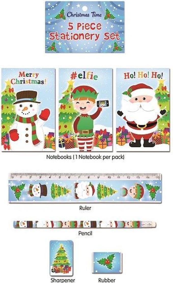 6 stuks complete kerst schrijfsetjes