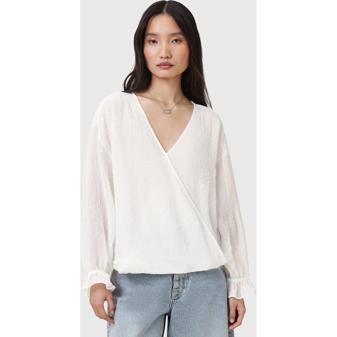 AllSaints Penny Top Chalk White Maat: 2 | Blouses Outlet | Dames | Wit