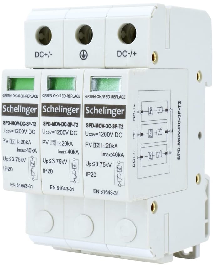 Schelinger Overspanningsbeveiliging 3-polig DC 1200V - Klasse T2 - 40kA