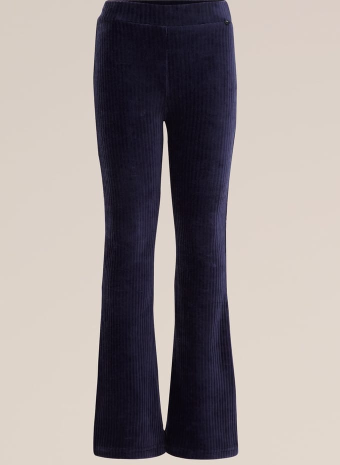 WE Fashion Meisjes velvet flared legging van ribstof
