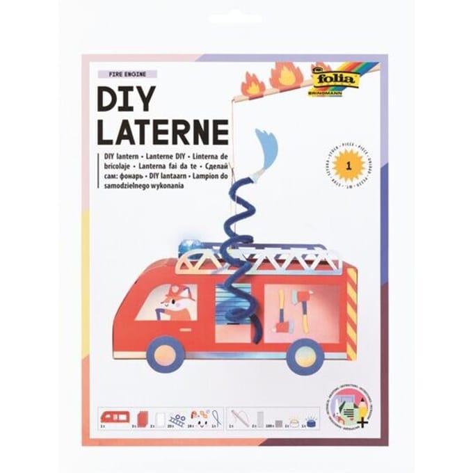 Lantaarns knutselset "Brandweer", incl. 2 LED's