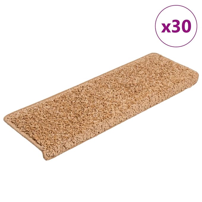 vidaXL - Trapmatten - 30 - st - 65x21x4 - cm - beige - rechthoekige - rand