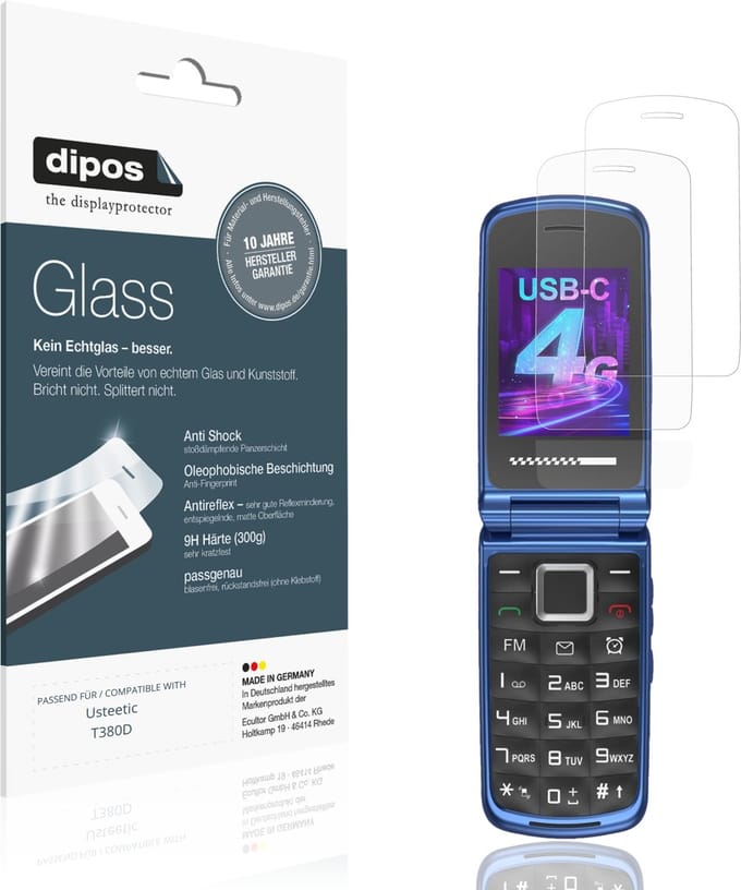 dipos – 2x Matte Pantserfolie geschikt voor Usteetic T380D | 9H Screenprotector
