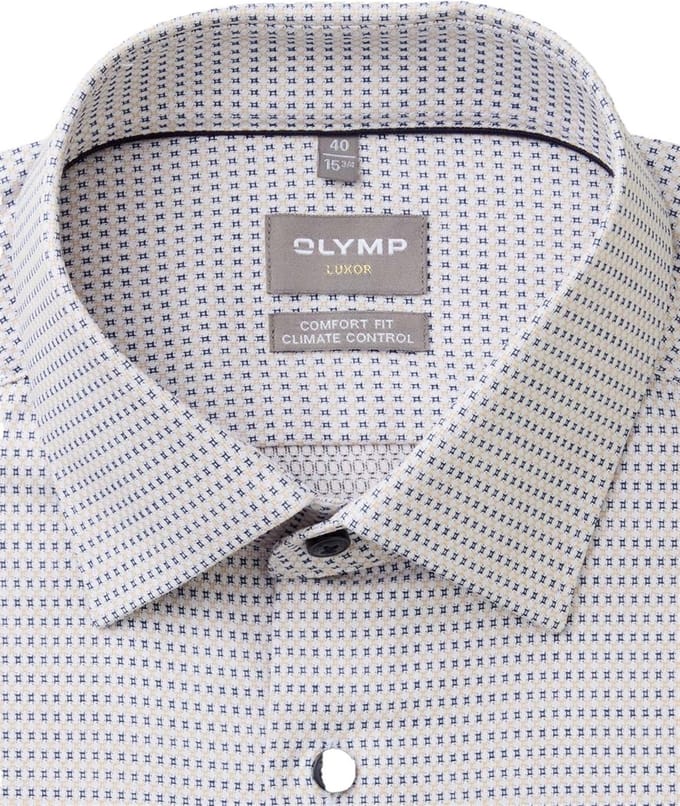 Olymp Luxor 24/Seven geprint overhemd wit blauw