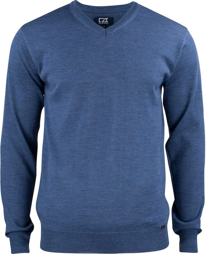 Cutter & Buck Everett V-neck Heren 355430 - Denim Melange - S