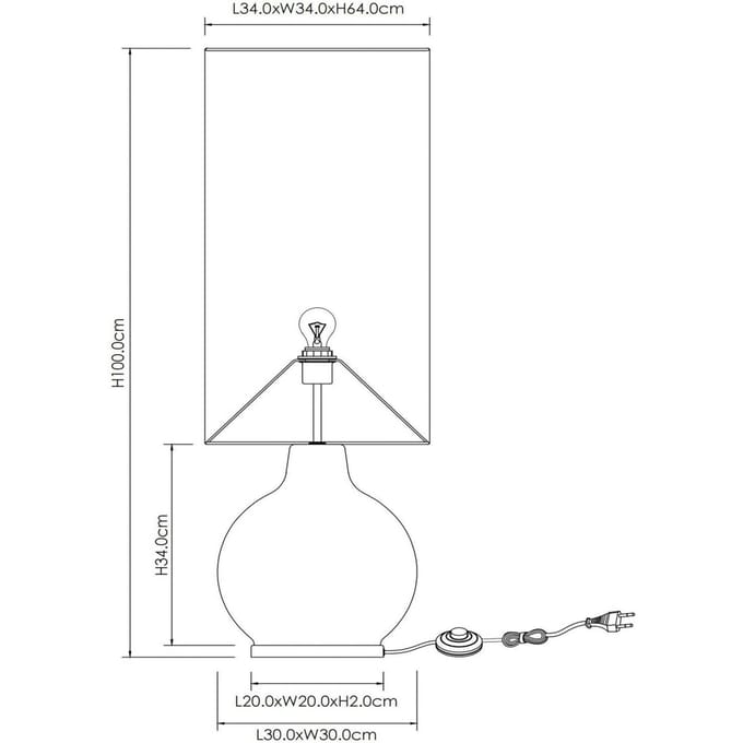 Lucide Vloerlamp Esterad, zwart, Ø 34 cm, hoogte 100 cm, glas