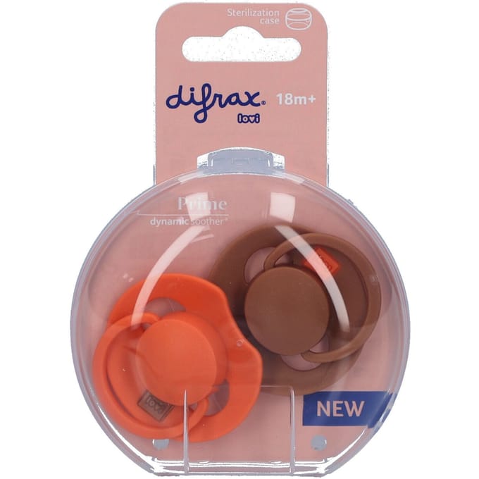 Difrax LOVI Fopspeen Dynamisch - Prime - 18+ Maanden - Oranje & Bruin - 2 Stuks