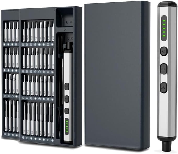 Mini Accuschroevendraaier Set 68-in-1 met LED Licht voor Computers, Telefoons en Horloges