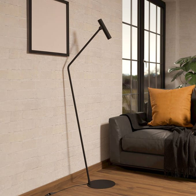 EGLO Almudaina LED vloerlamp, zwart, hoogte 157 cm, staal