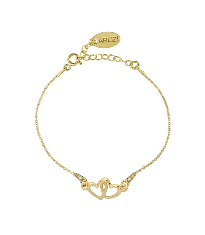 ARLIZI 1327 Armband Dubbel Hartjes - Dames - Verguld - 19 cm