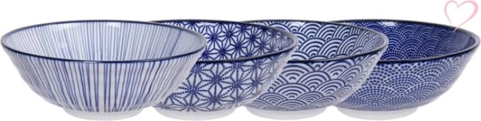 Tokyo Design Studio – Nippon Blue – Ramenkommen – 21 cm – 1000 ml – 4 stuks