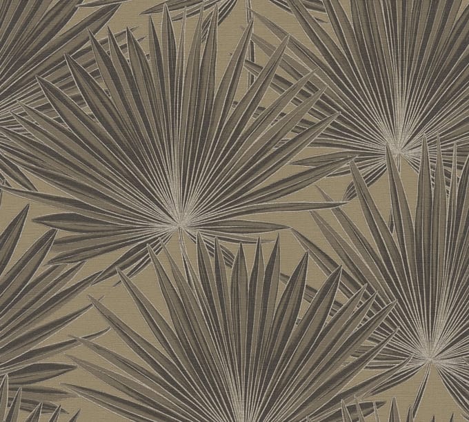 PALMBLADEREN BEHANG | Botanisch - beige bruin goud - A.S. Création Antigua