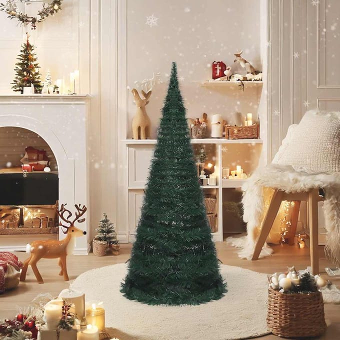 vidaXL - Kunstkerstboom - met - verlichting - pop-up - 150 - cm - groen