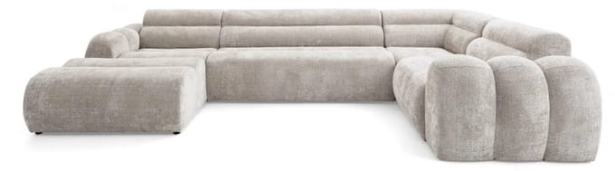 Hoekbank Vero U- Lounge links- Beige structuurstof- hoeksalon U