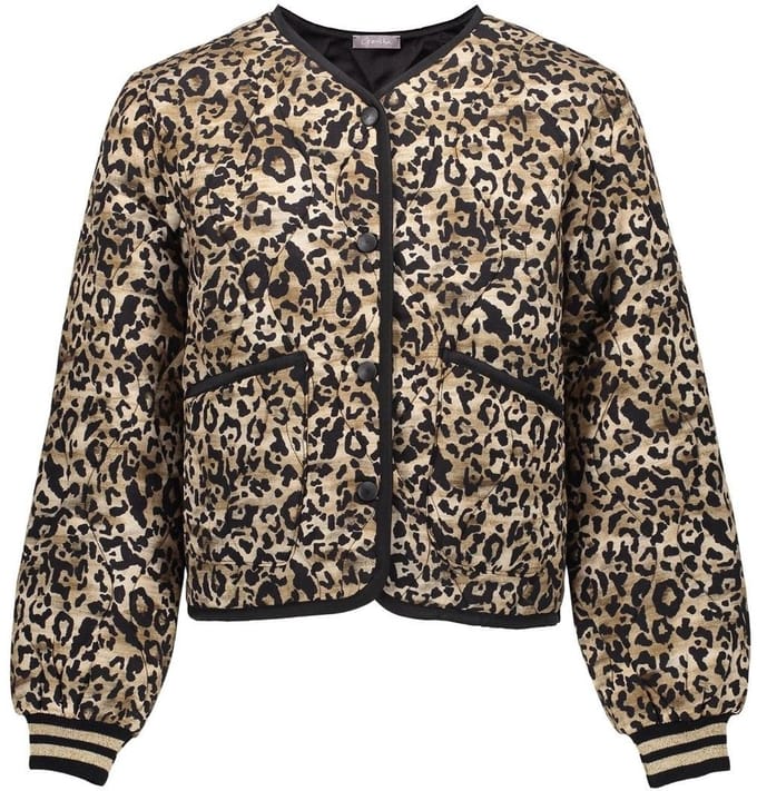 Geisha winter bomberjas meisjes - zwart/zand - luipaard