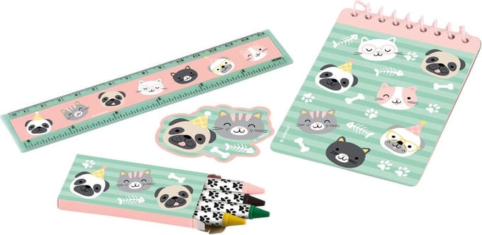 Amscan Schrijfset Hello Pets Papier Groen/roze 4-delig