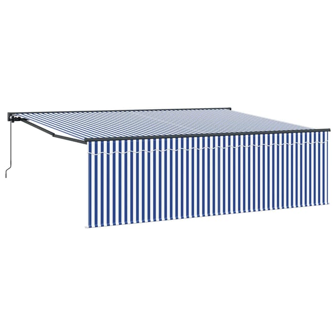 vidaXL - Uitschuifbare - luifel - Blauw - en - Wit - 400 - × - 300 - cm