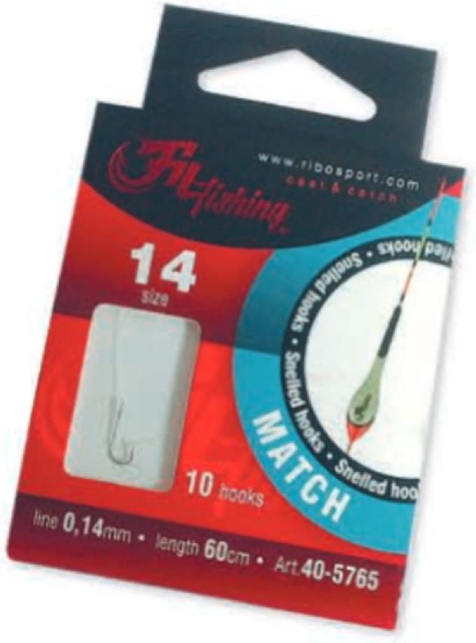 Snelled Hooks 'Match' - Haakmaat #10 - 0.18mm - 60cm - 10 stuks - Match, Feeder, Witvis Onderlijnen