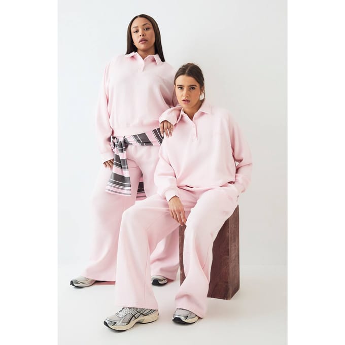 Dames DSGN Studio Raglan Naad Kraag Rugby Sweatshirt | Light Pink | Maat: 2XL