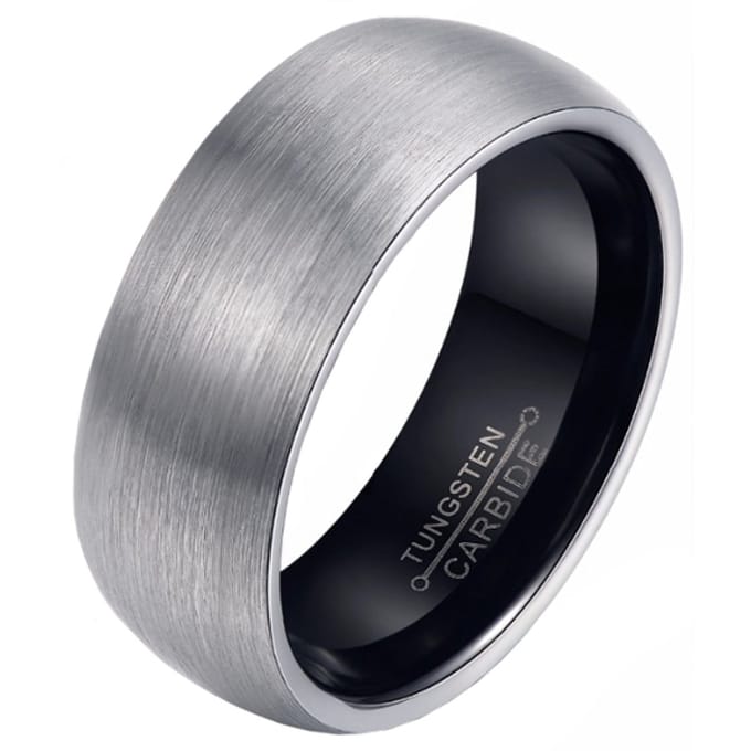 Wolfraam heren ring Zilverkleurig met Zwart 8mm-21mm