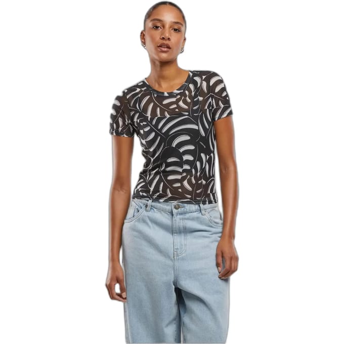 Urban Classics - AOP Mesh Top - XS - Zwart