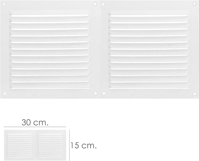 Ventilatierooster Dubbel 30 x 15 cm - Wit
