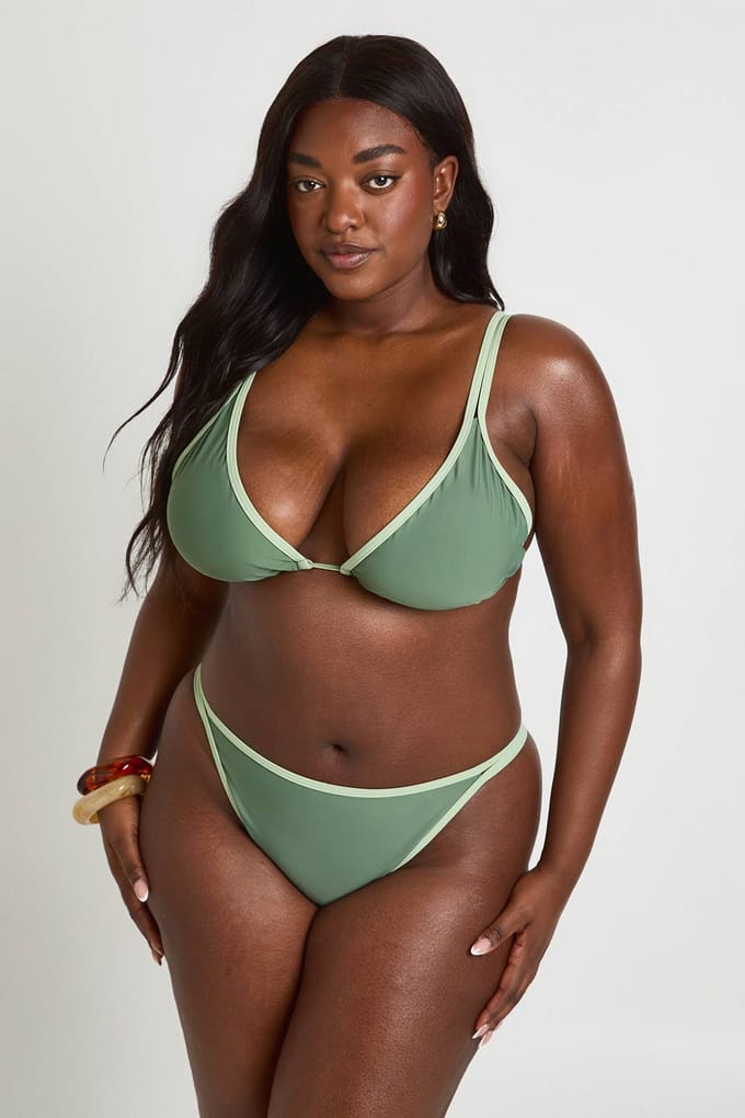 boohoo Dames Plus Contrast Bikini Top | Groente | Maat: 44