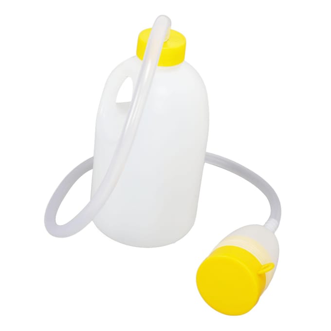 Bouteille Urinal pour Homme avec Tube Urinaire 90cm 1700ml Grande Capacité Bouteille à Pipi avec Couvercle Désodorisation white