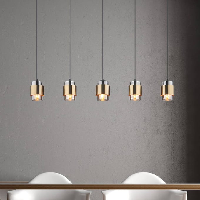 Globo - hanglamp - Milley - messing zwart - glas - grote eettafellamp - E27 - 15560-5H