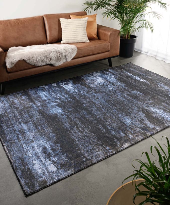 Vintage vloerkleed - Fade Celestial blauw/zwart 190x290