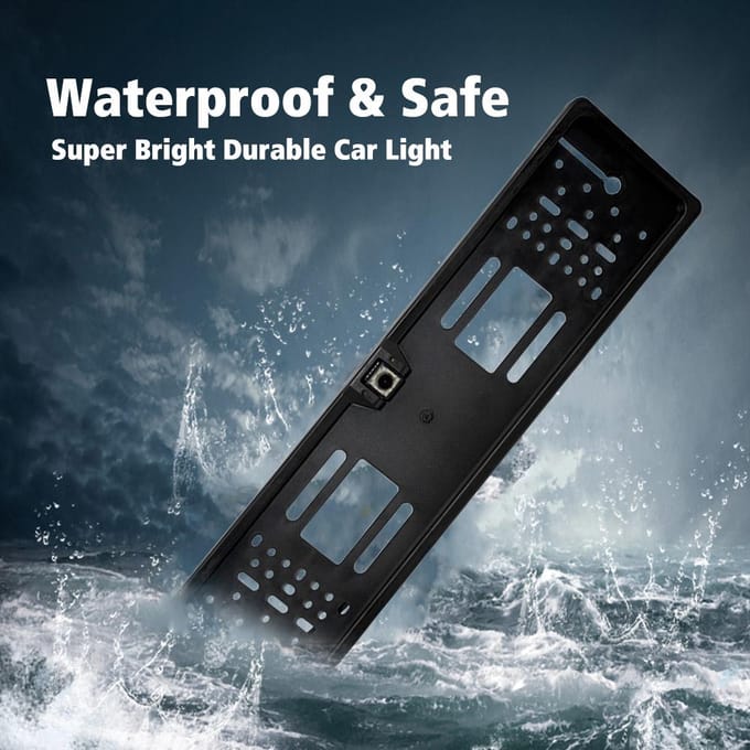 Europees kentekenplaatframe CCD-autoachteruitrijcamera, achteruitrijcamera 12-LED Camera black
