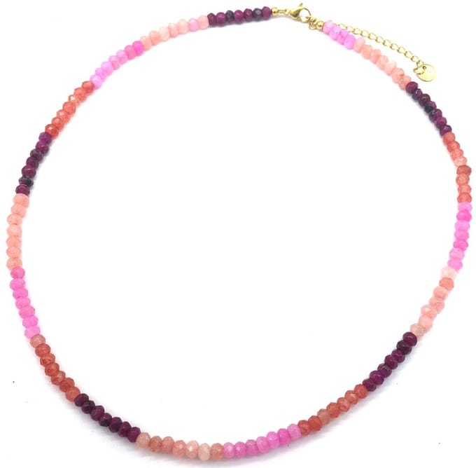 Ketting met Steentjes - RVS - Lengte 39-45 cm - Paars