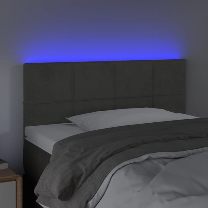 vidaXL - Hoofdbord - LED - 100x5x78/88 - cm - fluweel - donkergrijs