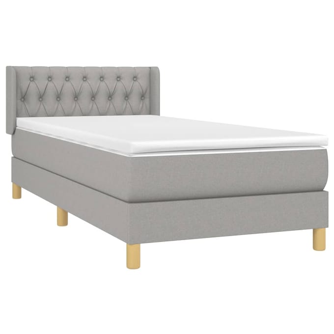 vidaXL - Boxspring - met - matras - stof - lichtgrijs - 90x190 - cm