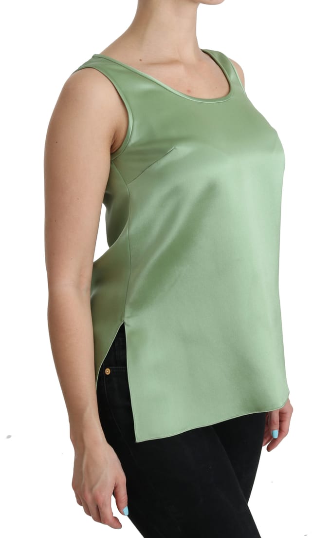 Dolce & Gabbana Groene Mouwloze 100% Zijde Tank Blouse