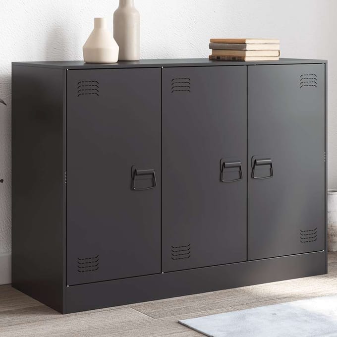 vidaXL - Dressoir - 99x39x73 - cm - staal - zwart