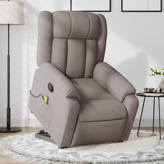 vidaXL - Sta-op-massagestoel - verstelbaar - stof - taupe