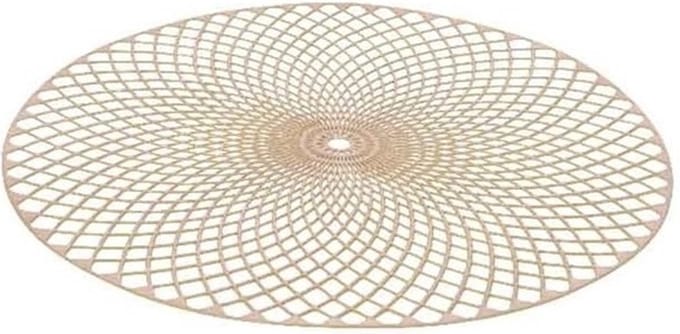 Decoris Placemat - goud - D38 cm - rond - polyurethaan leer - onderlegger - diner tafelversiering