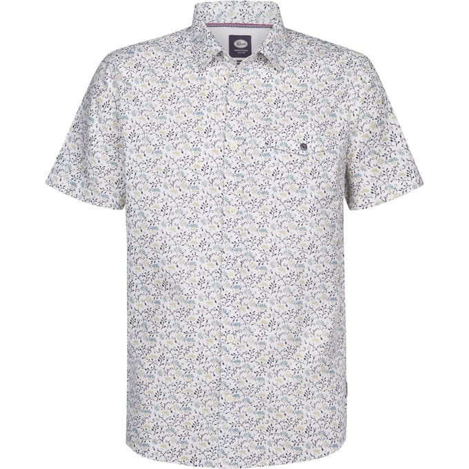 Petrol Industries - Heren Overhemd met all-over print Drifter - Wit - Maat M