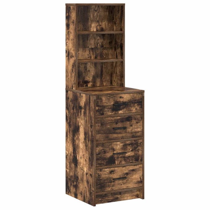 vidaXL - Highboard - Gerookt - eiken - 40 - x - 41 - x - 135 - cm - Bewerkt - hout
