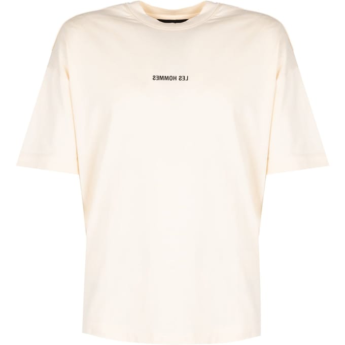 Les Hommes T-Shirt Happy Pictures Oversize Mannen beige