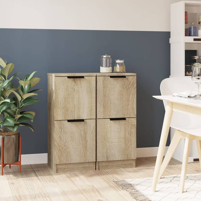 vidaXL - Dressoirs - 2 - st - 30x30x70 - cm - bewerkt - hout - sonoma - eikenkleurig