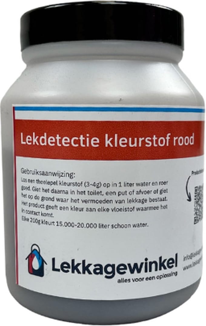 Lekdetectie kleurstof rood 200 gram - riool - traceer - lekkage - waterlekkage