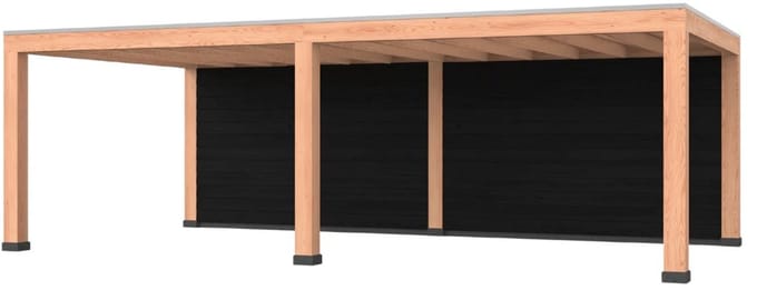 Douglas overkapping, 600 x 400, met zwarte achterwand, Westwood Modern Plus